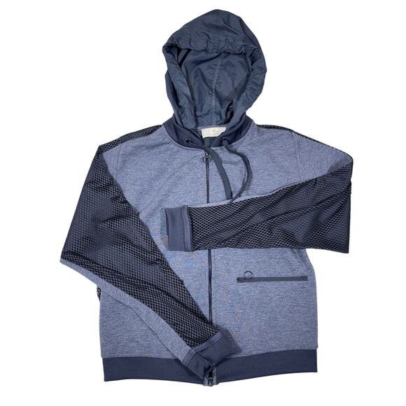 Stella McCartney x Adidas Mesh Knit Windbreaker Jacket Navy Full Zip Women's M - Picture 2 of 9